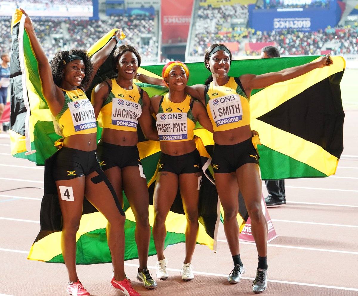 We couldn’t be prouder! After 10 days at the #WorldAthleticChamps, Jamaica won 12 medals to finish third in the world. RT to join us in congratulating the team! 🇯🇲 <a href="/IAAFDoha2019/">IAAFDoha2019</a> #athleticsja #worldbeaters #doha2019 (Photo credit: Errol Anderson)