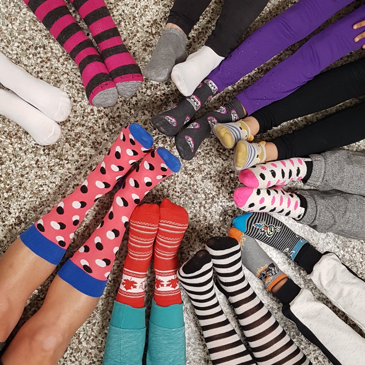 MightyMustang25's tweet photo. My class is jumping on board with #funkysocksfriday.   Come on and join the party. https://t.co/1c5xAYlE0G