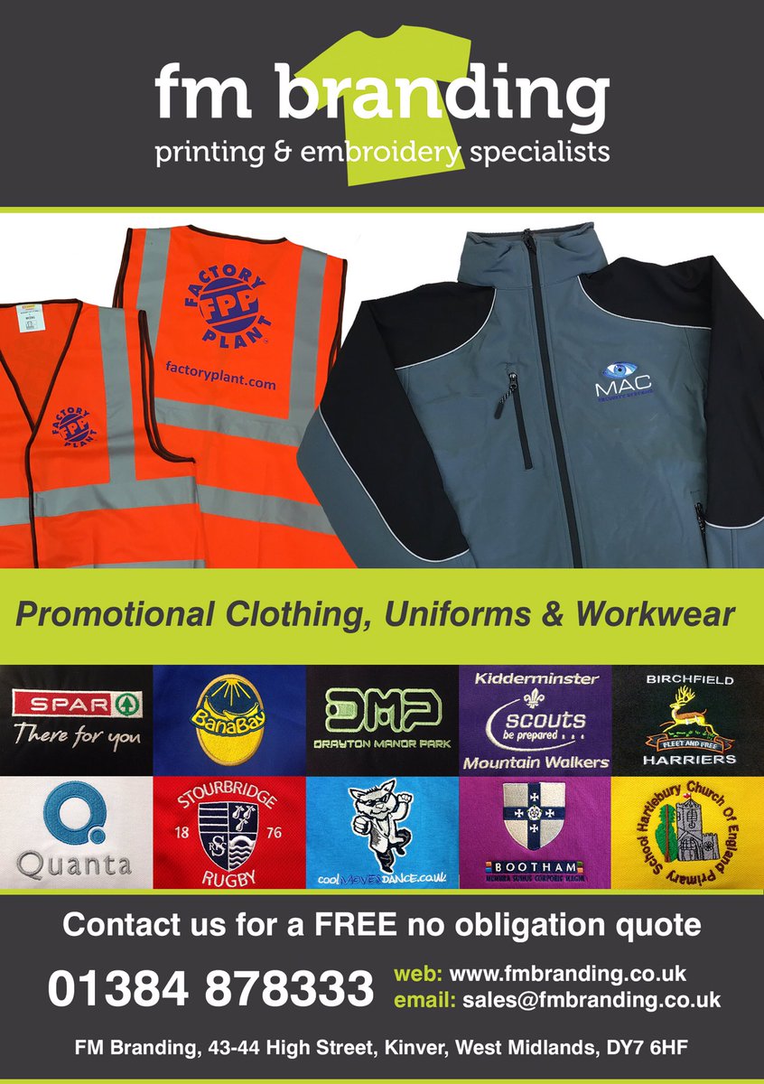 #fmbranding your complete #branding solutions #print #embroidery specialists. #promotional #clothing #workwear &amp; #uniforms based in #westmidlands #advertising #marketing #brand