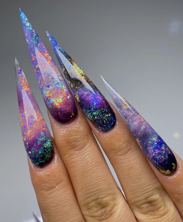 inmnails's tweet photo. @vivxue just put a spell on us with this set! ✨😅 #magic #nails #nailart #magik #galaxy #galaxynails https://t.co/yB4b0De9AK