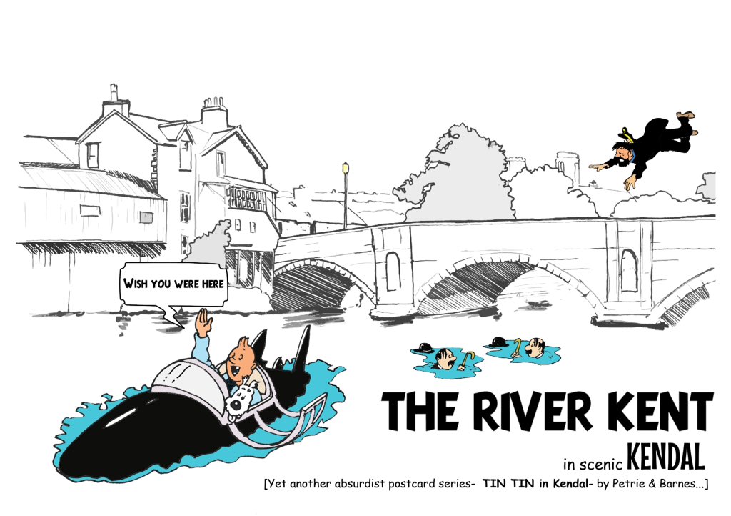 PrintmakerJim's tweet photo. @comicartfest has kicked off. Jon from @PETRIEDESIGN Petrie Design Ltd and I made these 'Postcards from Kendal' and they are on display in Jon's studio on Kirkland as part of the Windows Trail.#comics #kendal #licaf #licaf19 #comicartfestival https://t.co/f1LEJxdKk1