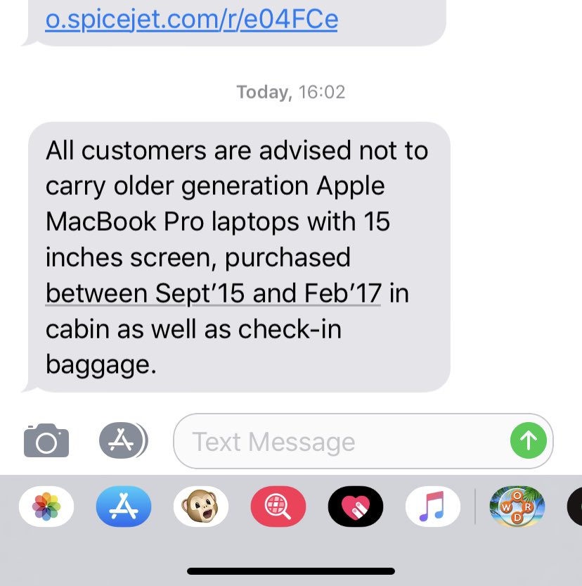 irajeevuwho's tweet photo. Huh !!! Whatโs with the 15โ screen size??? Bizarre - or is there a logical explanation? #applelaptops #flightrisks #macbookpro #spicejettraveladvisory https://t.co/qMVOeMeEAa