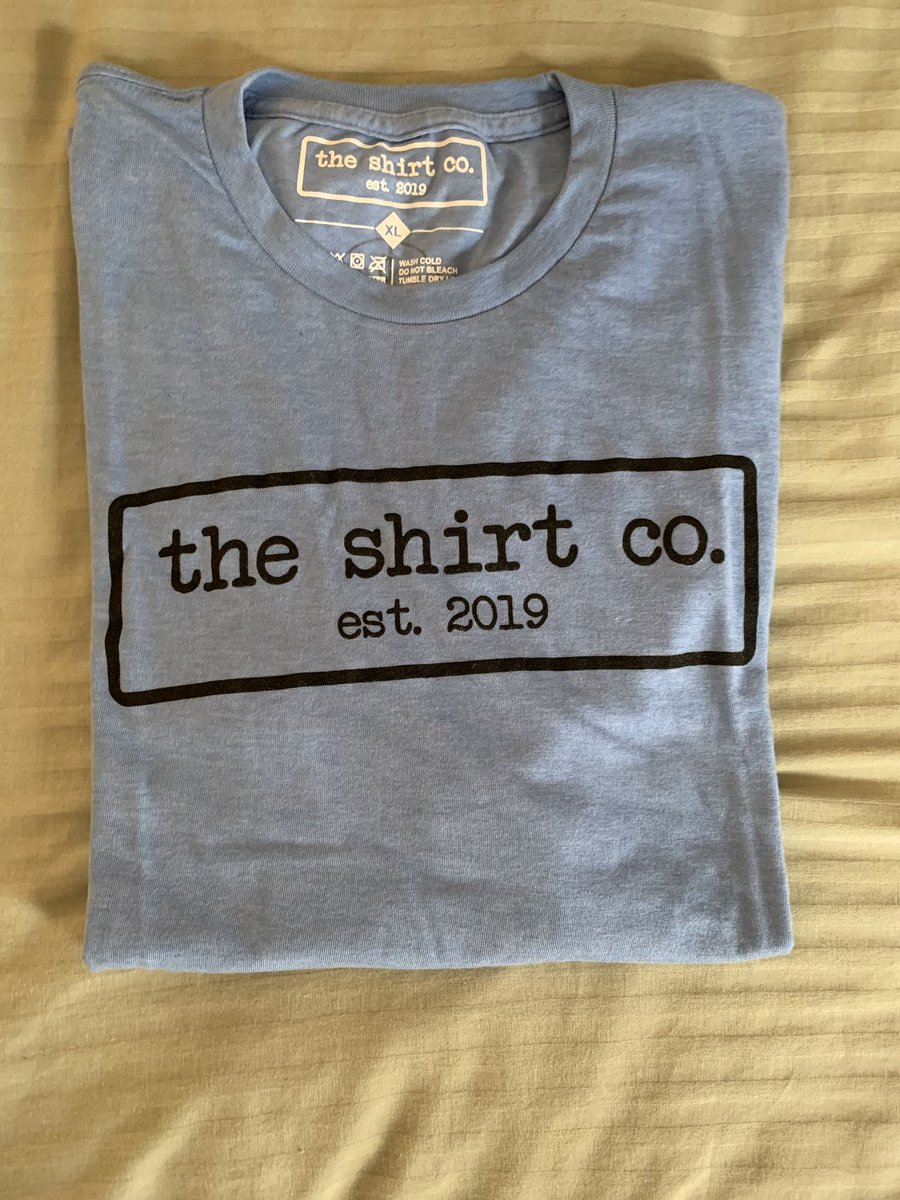 theshirtco_2019's tweet photo. Retweet and make sure you’re following for a chance to win one of our original baby blue logo t’s! Drawing is Sunday night!✌🏼 https://t.co/h33LtRIGR8