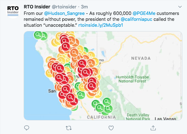 BenPaulos's tweet photo. These two tweets were side by side in my feed. I'm personally thankful that PG&E has prevented the fires that killed people and made the Bay Area uninhabitable last year. The question is not how to complain, but how to prepare. #resilientsolar https://t.co/y97Ye4SwIK