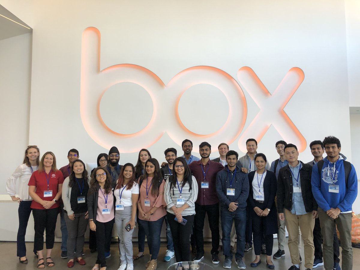 SCU_GBCM's tweet photo. Thanks for a great visit @Box! This week's Career Trek brought MBA/MS students to Box in Redwood City this week.  Touring the dynamic building and meeting so many talented employees was a highlight for the day!  

#CloudManagement #CareerTrek #HireaBronco #LifeatSCU https://t.co/Qe9KYWLxNj