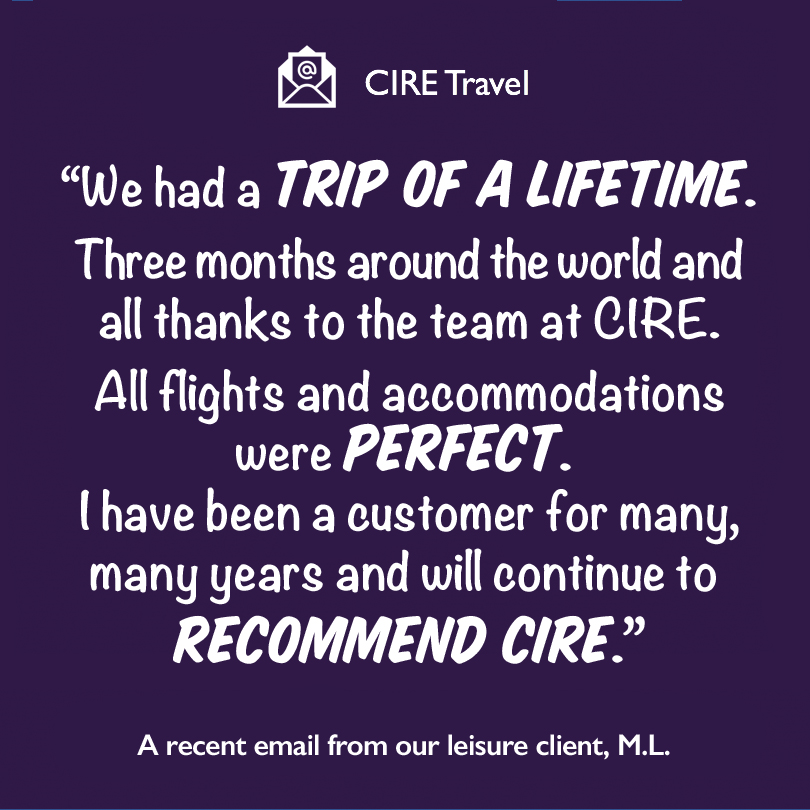 CIREtravel's tweet photo. Thank you, M.L.! #Gratitude #TheBestClients #AroundTheWorld #TripOfALifetime #ionlytravelwithCIRE
. . .
#jobbymoon #luxurytravel #adventuretravel #travelholic #traveling #travelers #travels #traveladdict #travellife #travelbug #travelawesome #wanderlust #globetrotter #travel https://t.co/eW1i1kZPPE