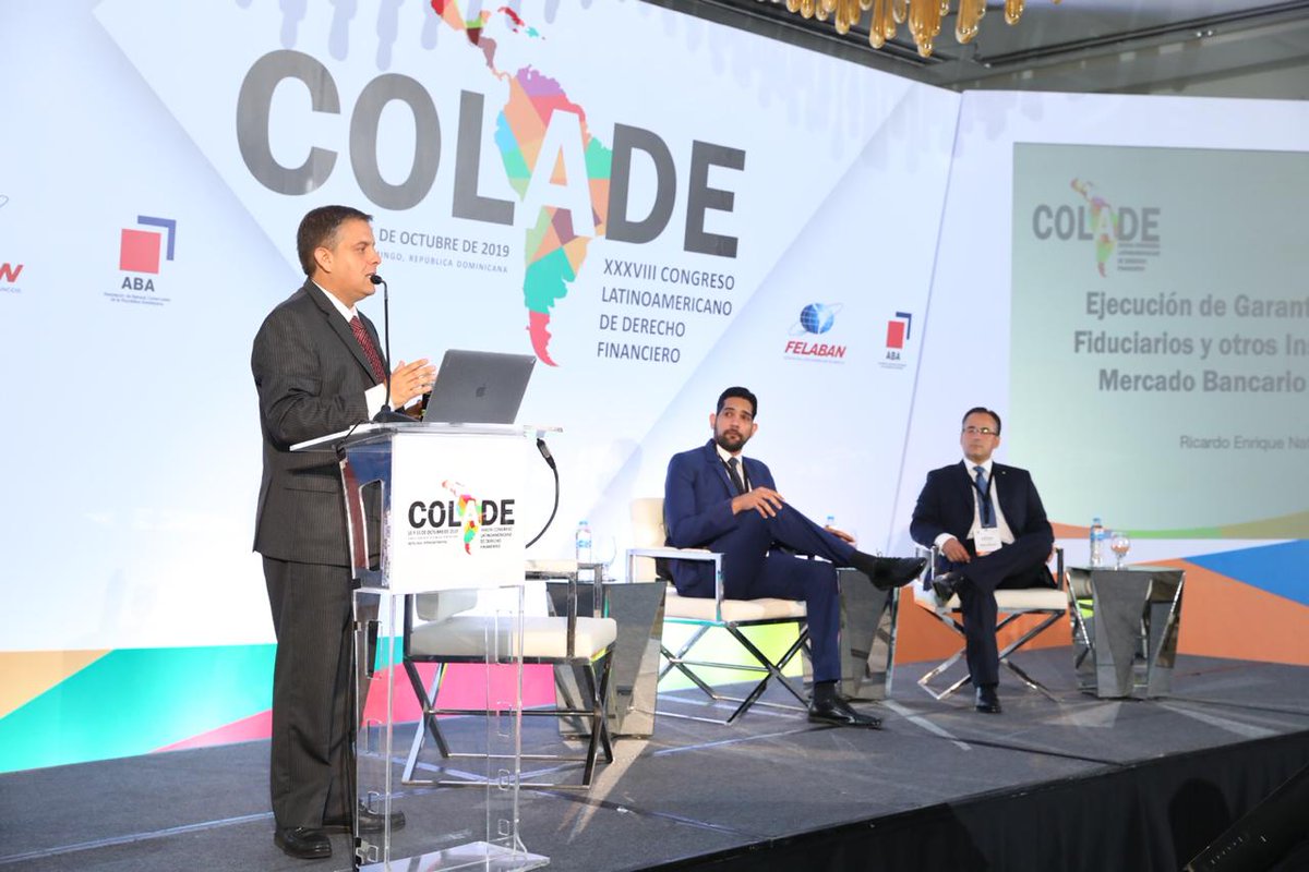 aba_rd's tweet photo. Así vamos en nuestro segundo día del XXXVIII Congreso Latinoaméricano de Derecho Financiero. Iniciamos con los especialista Ricardo Mates y Omar Bairán en el panel sobre derecho fiduciario e instrumentos del mercado bancario y de valores.#COLADE2019 @FelabanOnline https://t.co/aZDXsbz4FD
