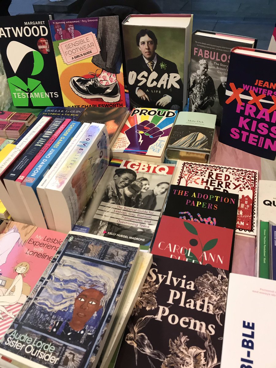 Setting up our bookstall <a href="/Lovesongplay/">Lavender Menace</a> - we sold so many books last night that we’ve had to restock - and we have <a href="/jamesleyplay/">jamesleyplay</a>’S The Ego Plays, plus the famous <a href="/menacesof2019/">Lavender Menace Queer Books Archive & Blog</a> anti-Christmas card.