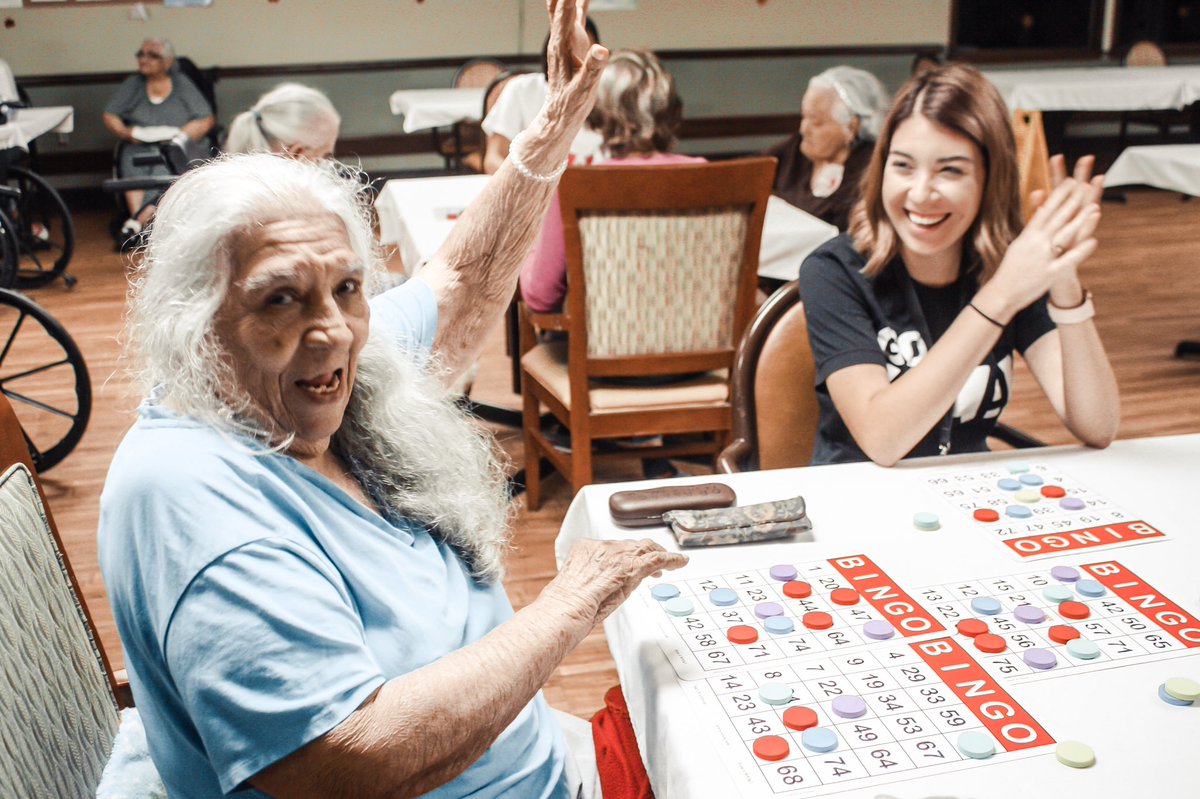 asa_tamuk's tweet photo. We had so much fun volunteering at the nursing home on Wednesday we just had to come back again. Bingo night was a success! #alphasigmaalpha #dotdays https://t.co/CMGCt89503