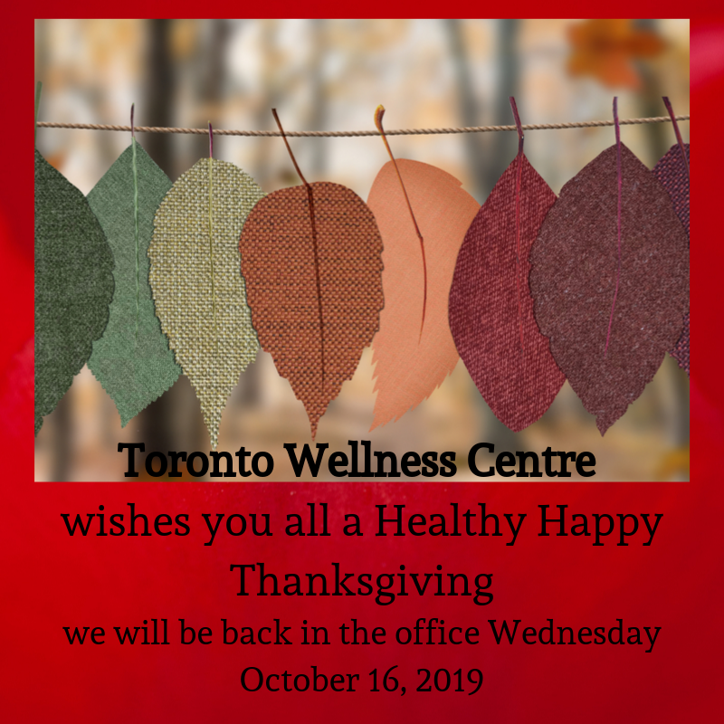 TWellnessCentre's tweet photo. We are taking Monday off too.
Happy Thanksgiving.  See you on Wednesday October 16, 2019 https://t.co/E3z1NnPSFR