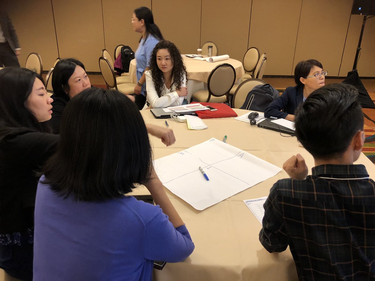 LiNalaoshi's tweet photo. How to facilitate learning? I love these participants brainstorming in our workshop today. #startalk19 @StartalkC @YongfangZhang https://t.co/ohJjK57AWJ