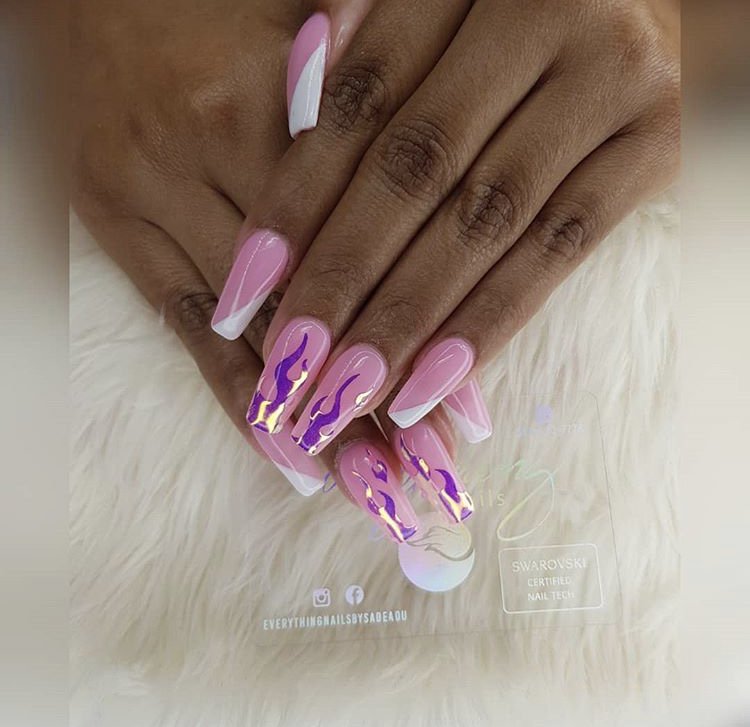 inmnails's tweet image. We looove a good flaming set! Well done @everythingnailsbysadeadu #inm #inmnails #inmacrylics #trinidadnails #nailart #flames