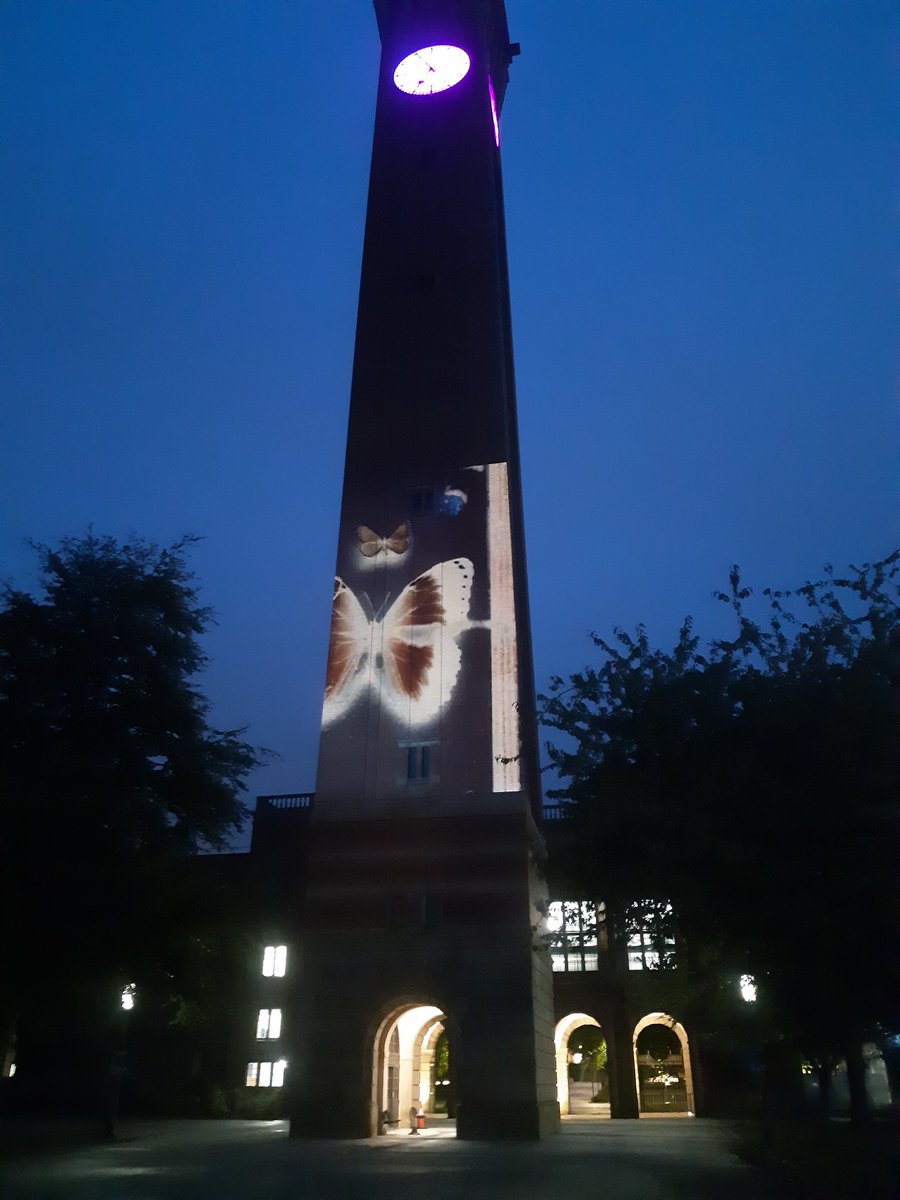 Centrala_space's tweet photo. It is on!! The projection of Maciek Baczyk is being screened on the old joe clock tower at @unibirmingham as a part of @ArtsScienceFest! What a way to end #inbetween conference! #inbetween #inbetweenspaces #centralaspace @InTestimony https://t.co/OKkucIQL8s