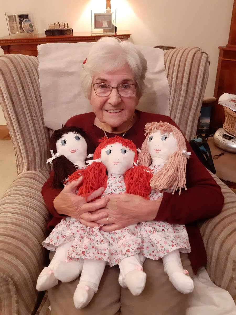 burrowingbolt's tweet photo. Hello twitterati, we have been visiting Granny Meg in #NorthYorkshire she's feeling a bit better, but still in pain, shes busy making rag dolls to raise funds for us, these 3 will soon be off to Scotland @jred196 & will help fund a project #formerforces with #PTSD #mentalhealth https://t.co/jhGu7N2Vfw