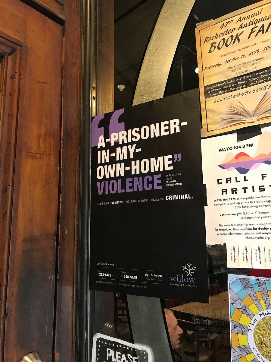 TruthCollective's tweet photo. Please join us in supporting our friends @WillowCenterROC by hanging our campaign posters that call domestic violence what it really is, criminal. Posters available at the Truth Collective office. #DVAM #dviscriminal #dvisreal #DomesticViolence #NoToAbuse #AbuseIsAbuse https://t.co/faklCCAfVJ