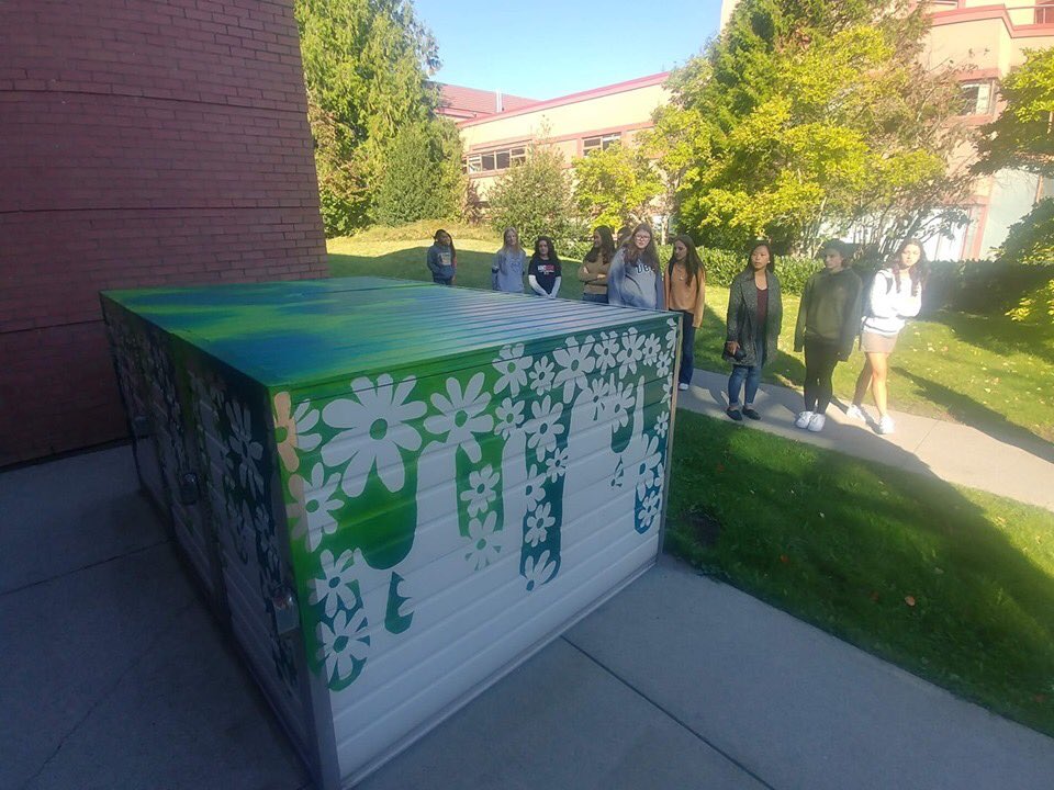 Art 12 class will be painting the neighbour’s dumpsters after being inspired by art students at UFV who did the same.  Anyone else need a dumpster painted? #realneedrealworld