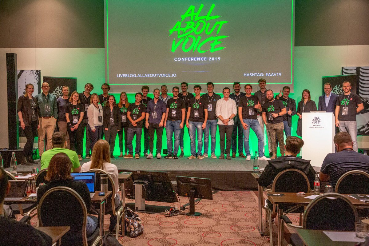 all_about_voice's tweet photo. We made it! Thank you for being part of this outstanding day... w/ with the (voice-first) family 😉 @bretkinsella @tomhewitson @tomblaksley @PretzelVoice @rebotnix @CarolineGraze @katienachbar @muttonia @talk2machines and all the other amazing contributors and supporters! #AAV19 https://t.co/6JMmg5LjYX