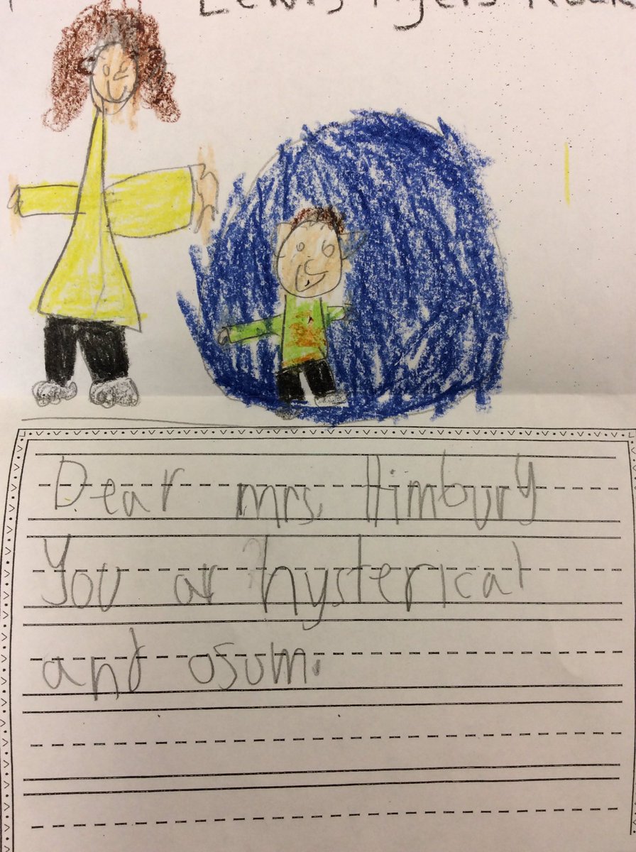 MrsHimbury_K's tweet image. This #firstgrader from another class just delivered this sweet note. #daymade #essdexcels