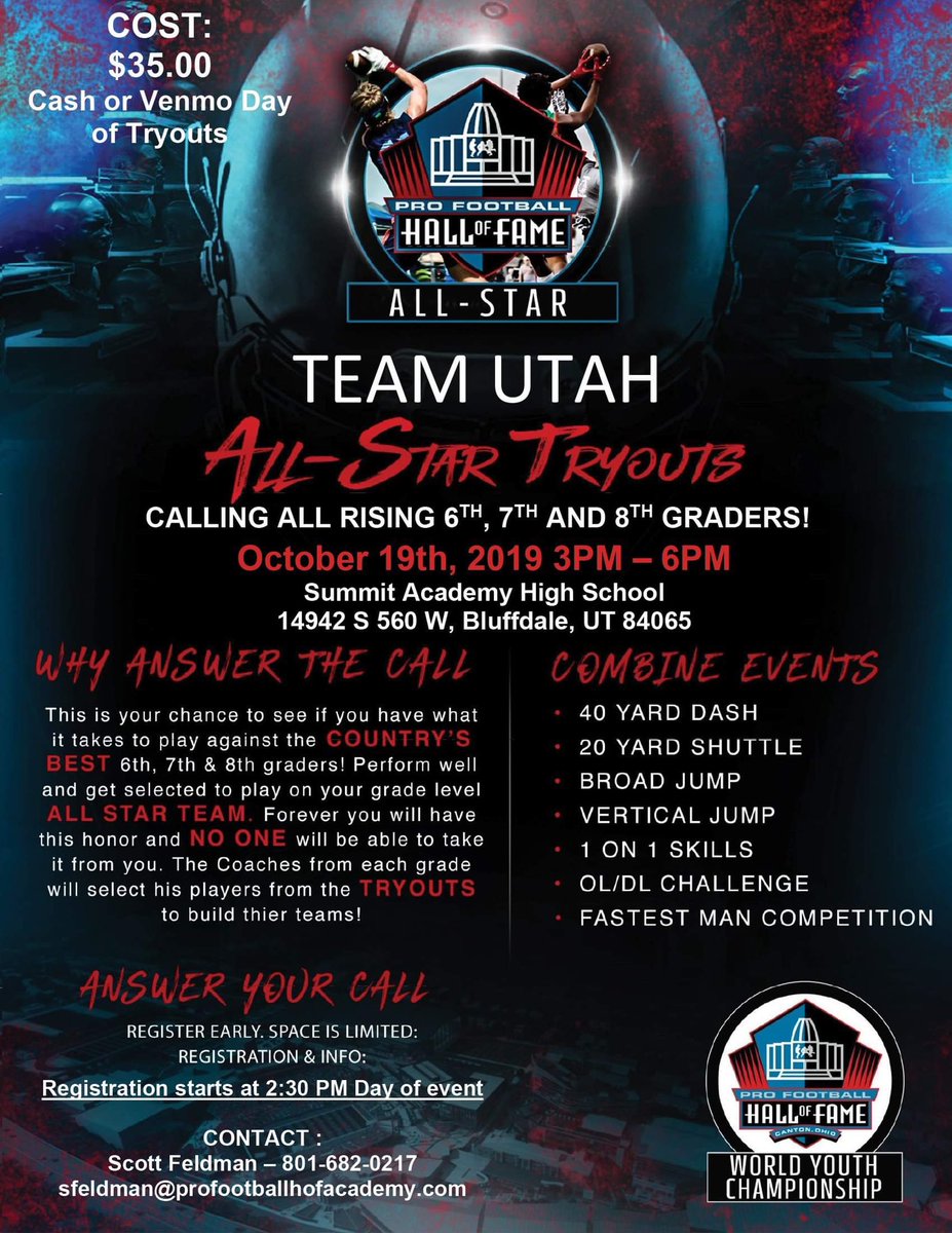 AGameElite1's tweet image. Let’s get it UTAH!!! We are looking for the #BEST FootBallers in the state to represent in Canton, Ohio. Information on the flyer!! #6thGrade #7thGrade #8thGrade #ShowUp #ShowOut