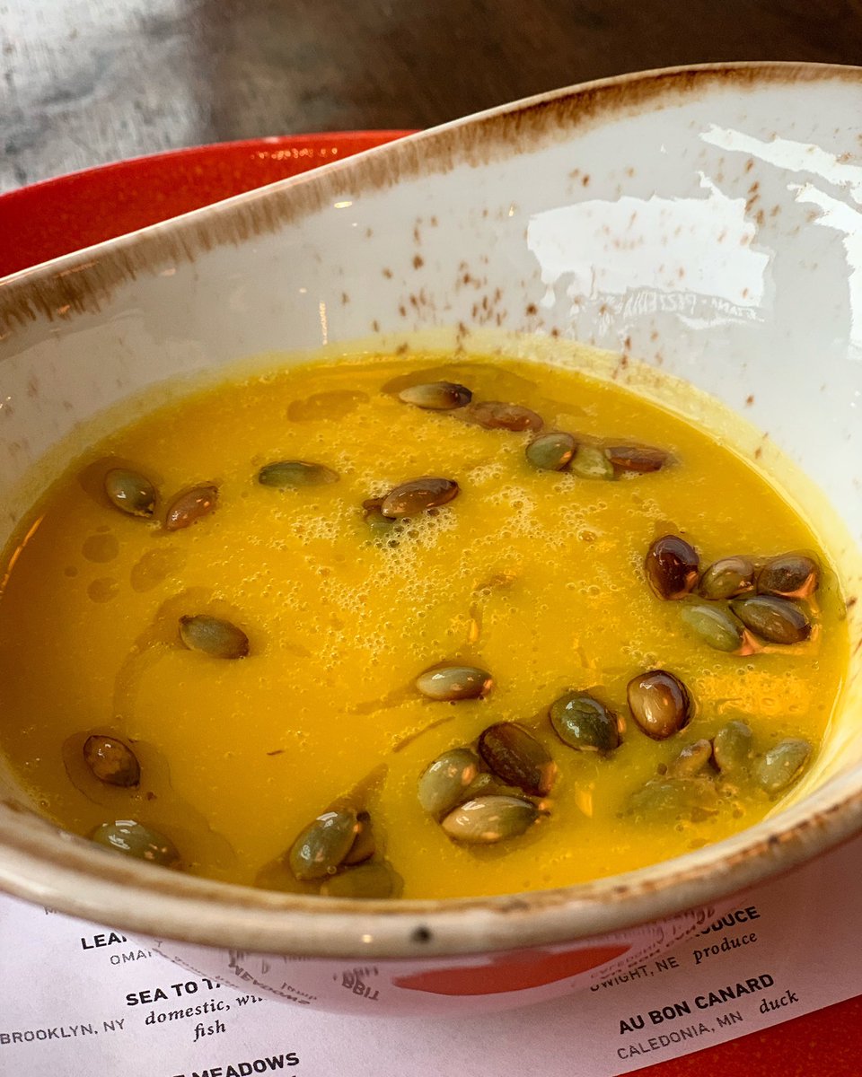 It’s fall soup time and this one is sure to satisfy. Our butternut squash and apple soup is drizzled with brown butter and dressed with toasted pumpkin seeds. Warm, delicious and just what you need to beat this cold. You’ll find it on the menu this weekend!