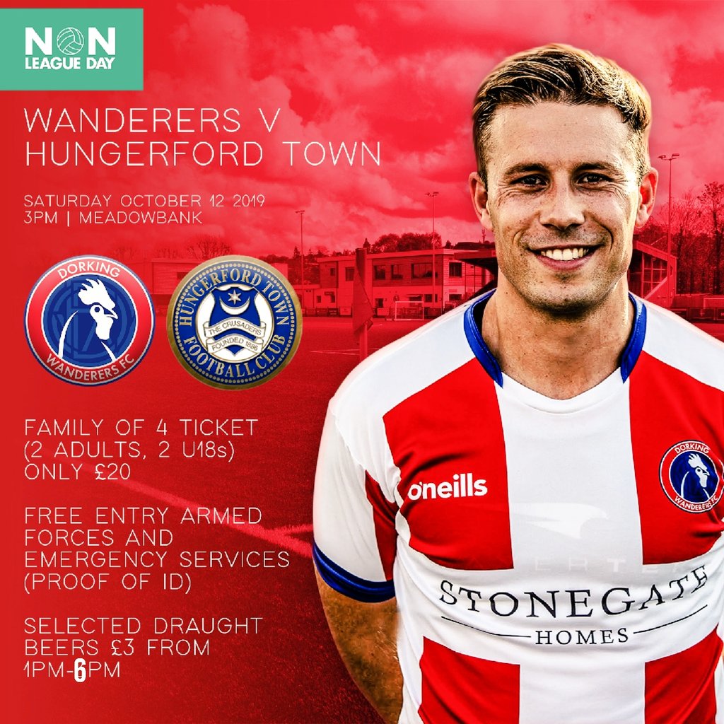 Dorking Wanderers FC (@dorkingwdrs) on Twitter photo TOMORROW| 📆 It's NON-LEAGUE DAY and we host <a href="/HungerfordTown/">Hungerford Town FC</a> at Meadowbank, kick off is 3pm 🕘
👨👩👧👦 We look forward to seeing lots of you down & showing your support for the lads❗
Take a look at what we're doing for Non-League Day 👇
#WeAreWanderers 🔴⚪ TOMORROW| 📆 It's NON-LEAGUE DAY and we host <a href="/HungerfordTown/">Hungerford Town FC</a> at Meadowbank, kick off is 3pm 🕘
👨👩👧👦 We look forward to seeing lots of you down & showing your support for the lads❗
Take a look at what we're doing for Non-League Day 👇
#WeAreWanderers 🔴⚪