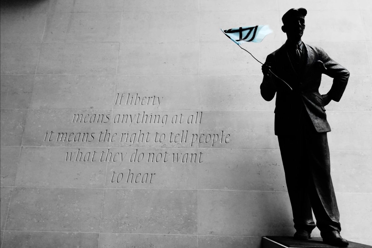 Oh the irony... on the wall of #bbc Broadcast House: “If liberty means anything at all, it means the right to tell people what they do not want to hear”. (George Orwell). Yet there has been virtually NO coverage of the #ExtinctionRebellion protests outside the BBC!! #TellTheTruth