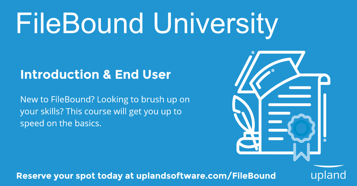 FileBound's tweet image. New to FileBound and ready to dive in? Join us for #FileBoundU's "Intro &amp;amp; End User" course on Oct 14. This handy online session will ensure you're on the path to becoming your org's resident FB guru! bit.ly/2GQjnu0
