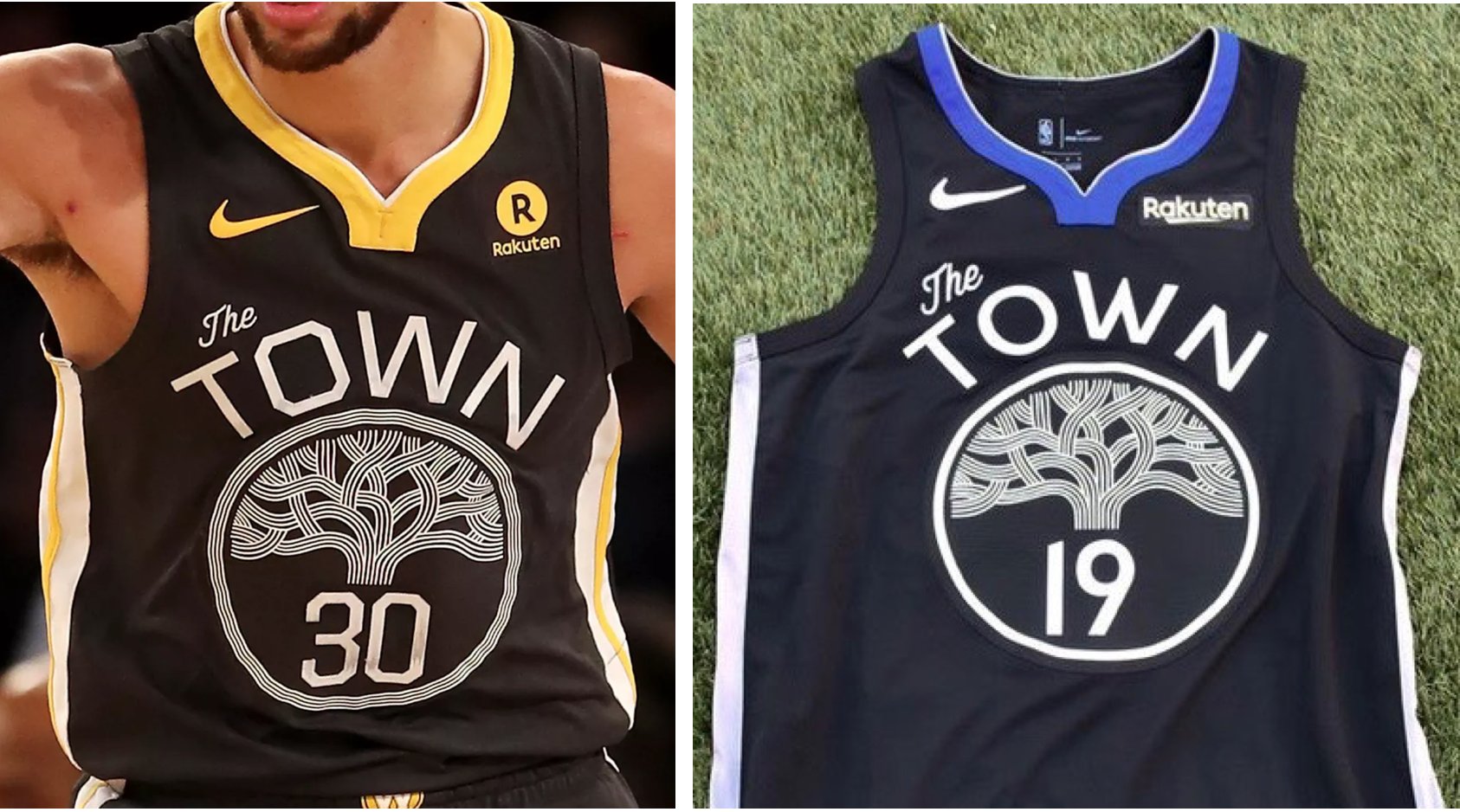 Paul Lukas on X: Comparison of Warriors' blue jerseys, showing new  typography and bridge design. Old version on left, new on right.   / X