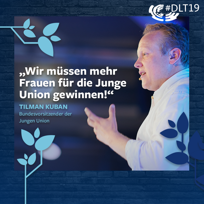 Junge_Union's tweet photo. Klare Ansage von @TKuban96: #MehrMädels! #DLT19 https://t.co/IuPAWHuTcV