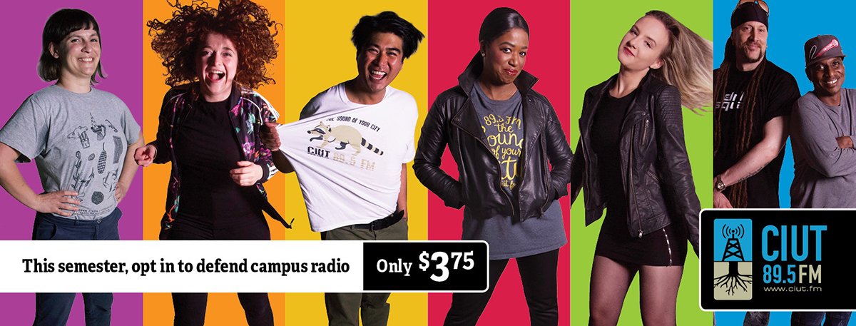 CIUT895FM's tweet photo. $3.75 is a quite a deal for some of the most unique, diverse, well-crafted radio programs Toronto has to offer! Please choose to "opt-in" and support your fellow students and community.
#uoftstudentlife
#defendcampusradio
#anislandofaudioindependence
#thesoundofyourcity
#ciutfm https://t.co/j864asnbiT