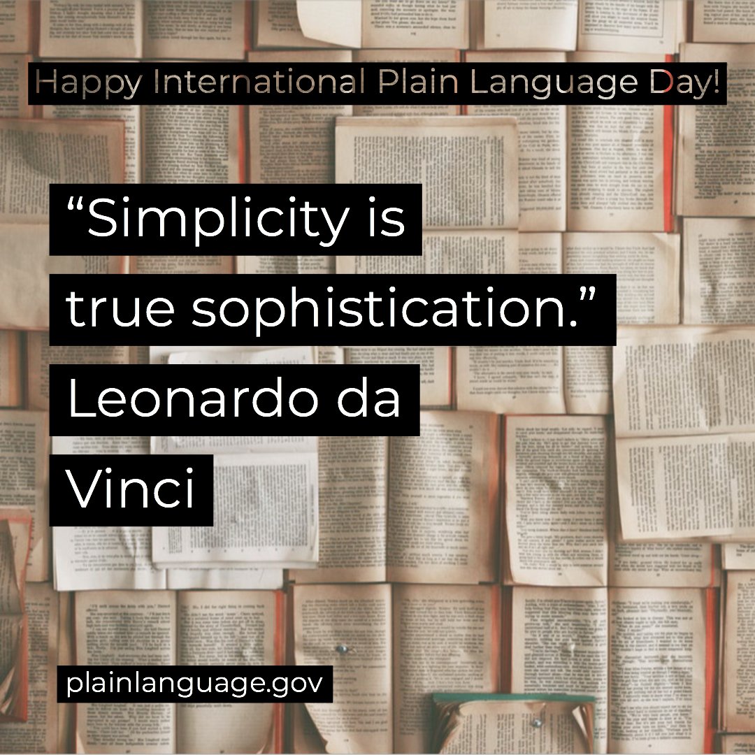 govplainlang's tweet photo. Even Leonardo da Vinci agrees—#plainlanguage is important. Happy International Plain Language Day! https://t.co/Xd6r8CEasg