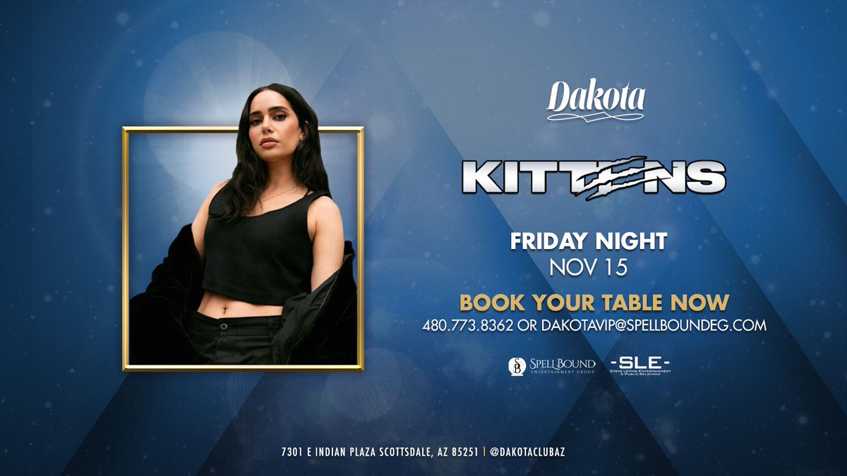 SLEMusic's tweet photo. Hit the dance floor with @iamKITTENS at @DakotaBarAZ on 11/15!😻 Get your tickets here ➡️ https://t.co/ZlKMVEQFTY https://t.co/xX7877nwom