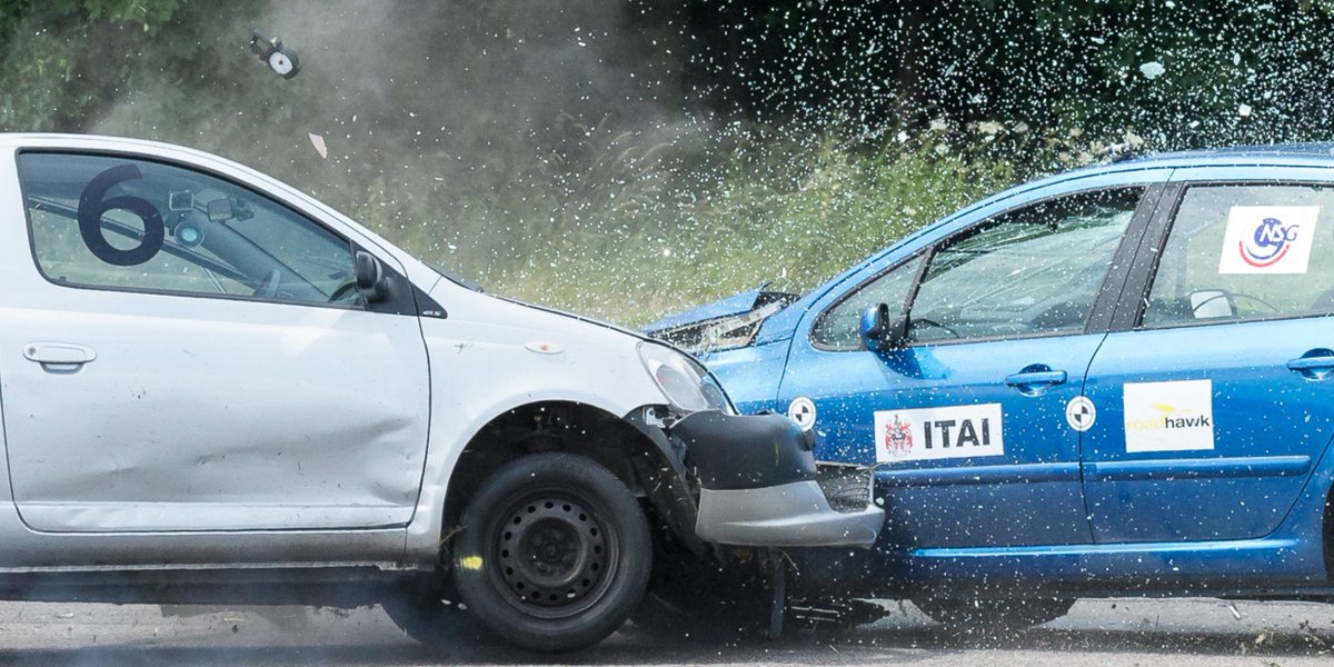 CollisionSci's tweet image. Spending the evening preparing for my crash research lecture at the EVU conference. Here is a sneak peak of one of my slides. Spot the flying instrument cluster, top left. #itai #crashdetectives