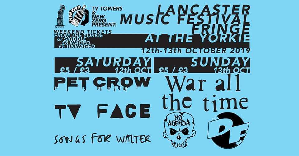 tvfaceband's tweet photo. The band called TV FACE's sacrificial offering to the #LMF19 gods.

Saturday 12th October at The Yorkshire House 

9pm: @SongsForWalter 
9.45pm: @tvfaceband 
10.40: @petcrowband

You won't catch these acts anywhere else during the festival #mimo
📺💀 https://t.co/6y3OoIjsZE