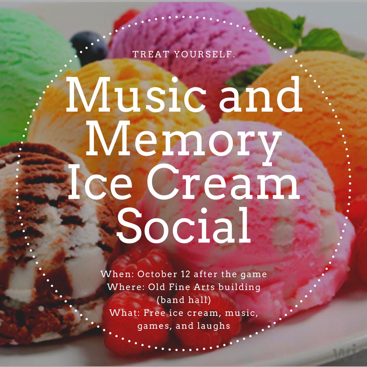 TluMusicmemory's tweet image. Tomorrow! After the football game come grab a scoop or two and meet the members of our organization! 🍨