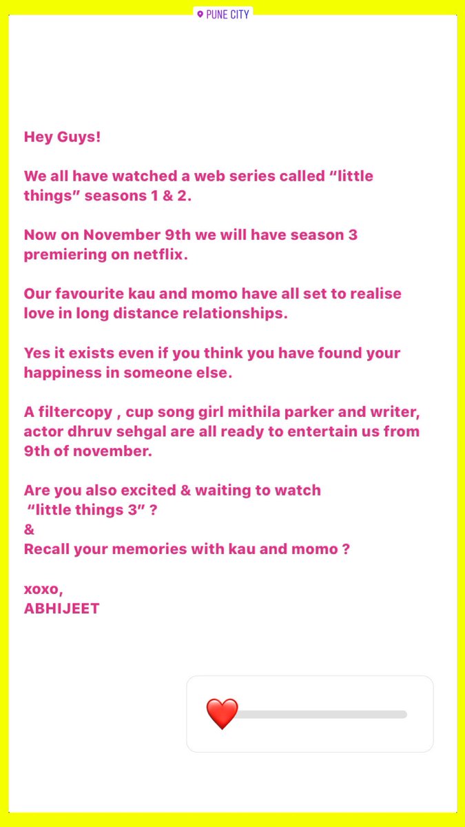 AbhijeetHashtag's tweet photo. #littlethings #season3 #Netflix #netflixindia #mithilapalkar #Dhruvsehgal #Pune https://t.co/kpjXMPyqFw