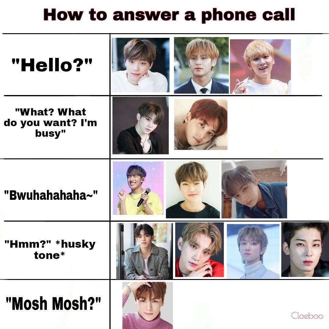 cloe_boo99's tweet photo. Svt character analysis: "How to answer a phone call"
#SEVENTEEN
#SVT
#SVTMEMES
#SVTFANFIC
#seventeenthreads https://t.co/5nULjmXFdx