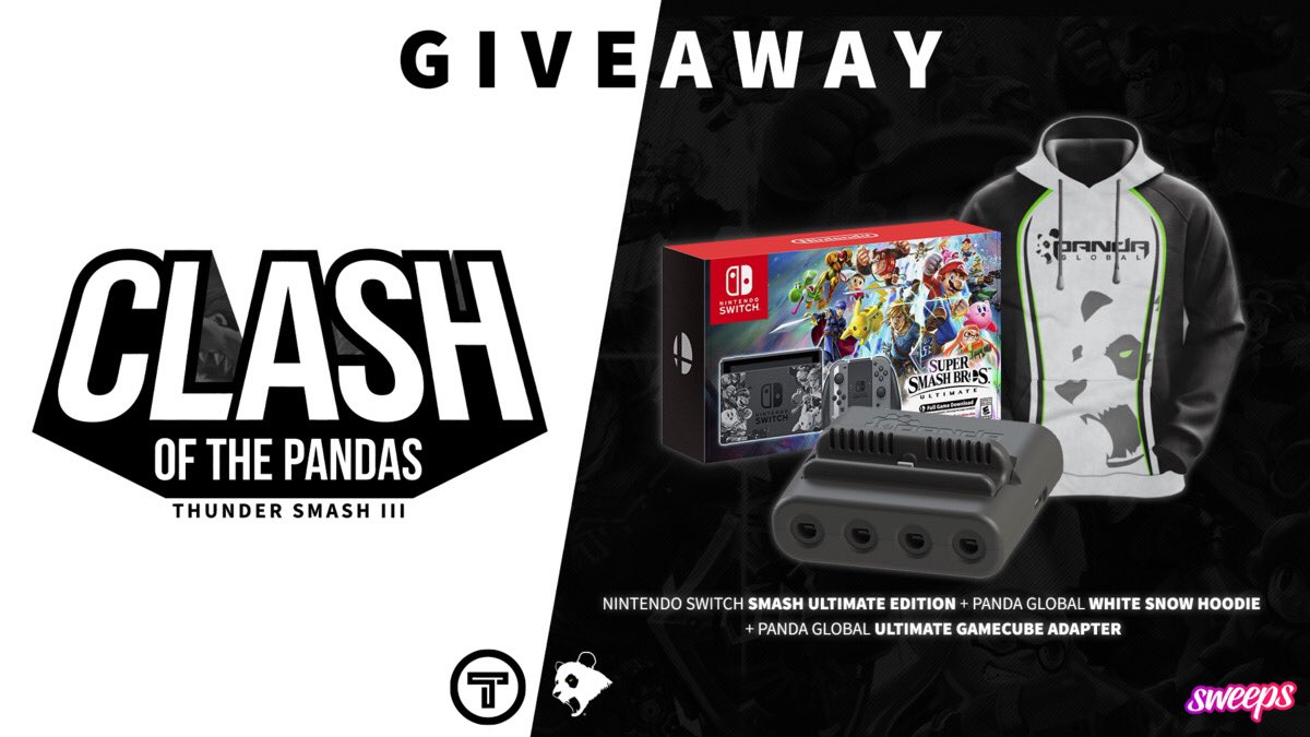 PandaGlobal's tweet photo. Are you ready for #ClashOfThePandas at #ThunderSmash3? We are too. And to celebrate? Let’s do a giveaway. 

To enter:
🔗 Click here: https://t.co/nRaLxEqBPM

Bonus entries:
💬 Tag two or more friends
💞 Retweet and like this post
👉 Follow @ThunderGaming &amp; @PandaGlobal https://t.co/MPOhz7kU66