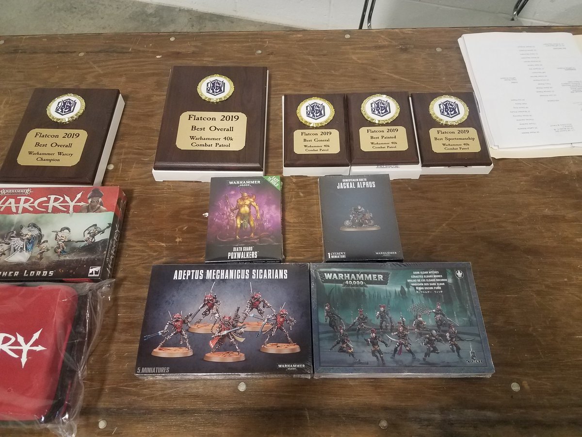 ODTGaming's tweet photo. Prizes for #Warcry and #Combatpatrol at @flatcon thanks for sponsoring @ministomp your the Best! #flatcon #flatcon2019 https://t.co/Vxj8Ht7cP4