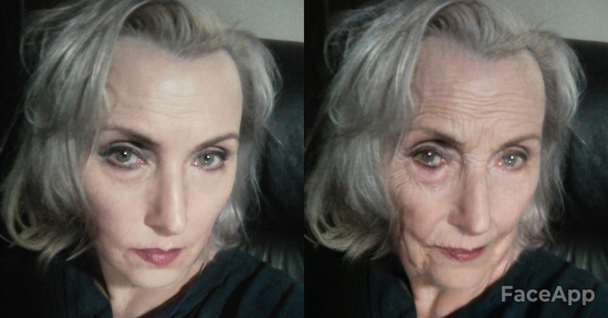 NightBeauty__'s tweet photo. #FaceApp #NightBeauty #Fun4Fun What a wonderful old lady will I be FaceApp says! And what a cool man could I be! Well, I enjoy to be a woman:) https://t.co/crNApzc2g0