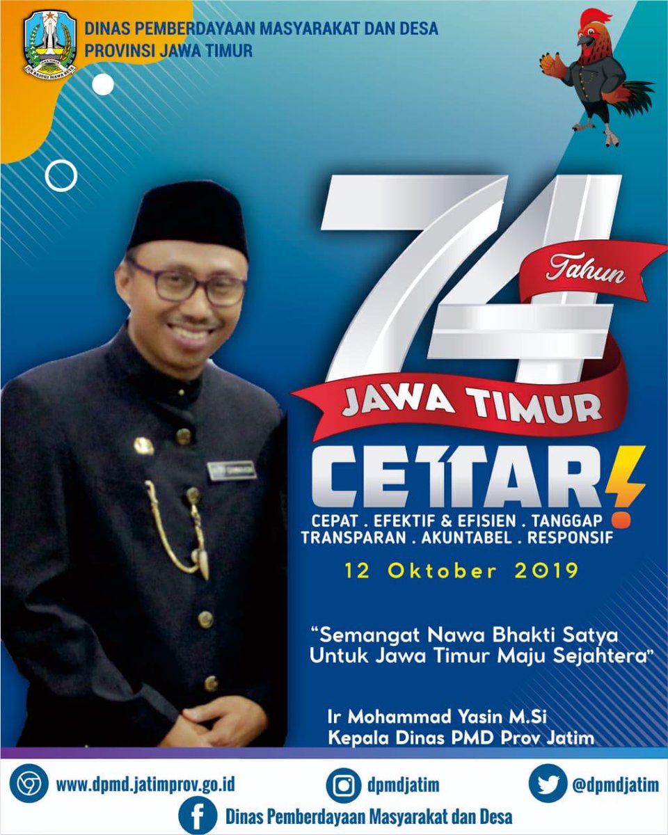 CopyPaste_7's tweet photo. @dpmdjatim dan TPP P3MD JAWA TIMUR Mengucapkan Selamat Hari Jadi Provinsi Jawa Timur yang Ke 74.  "Semangat Nawa Bhakti Satya Untuk Jawa Timur Maju Sejahtera"
@jatimcettar_ @JatimPemprov  @KhofifahIP  @EmilDardak @mh_mahfudz @aftonhielma @DewantoAndry https://t.co/7IclS1RY3a
