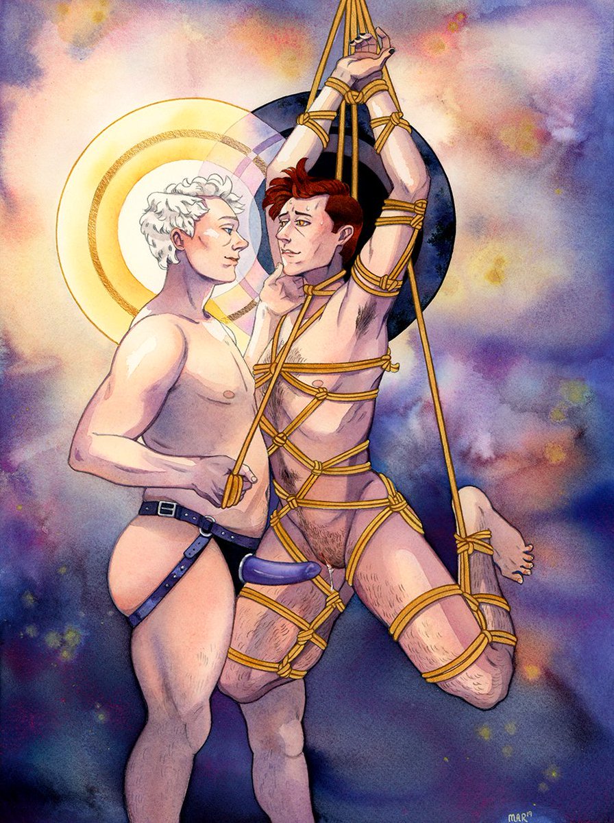 Aphrodisiacbean's tweet photo. Hi all! I'm Mar, a queer, nonbinary watercolor artist just having fun🔞
🌸old &amp; new fandoms include pacrim, kylux, dirk gently, &amp; good omens, tho mostly GO right now.
🌸also expect OCs, monster smut, kink, and aesthetic
🌸big gay trans feels!!
☕https://t.co/D7t4C7hbBc
 welcome😎 https://t.co/HOZ1OPTpxY