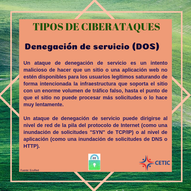 CETICMX's tweet image. Los ciberataques aprovechan las vulnerabilidades, ya estén asociadas al software, a los dispositivos informáticos o a las personas que los administran y utilizan. 
#CETIC #Ciberataques #SeguridadInformatica #Hackers #Empresas #Malware #Phishing #InyeccionSQL #Denegaciondeservicio