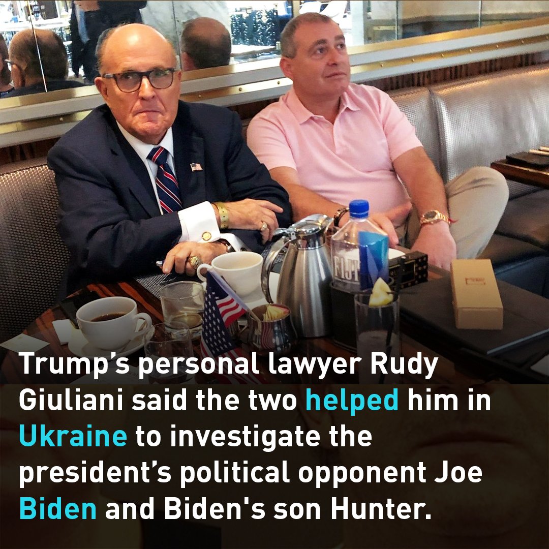 cgtnamerica's tweet photo. Two foreign-born Florida businessmen are in jail on charges of illegally funneling Russian money to a pro-Trump election committee. The two were hired by Trump's personal lawyer, Rudy #Giuliani to investigate Trump's political rival Joe Biden in #Ukraine.
#Impeachmentcase https://t.co/Mvc7Jp6y6e
