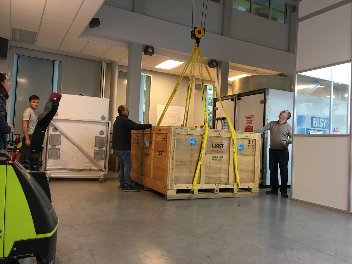 LSST_France's tweet photo. The carousel and the backflange of the @LSST camera finally left the @LPNHEIN2P3CNRS1 after a few adventures. They should board a plane to San Francisco this Sunday✈️.
#FEStransfer https://t.co/jiFCntRK60