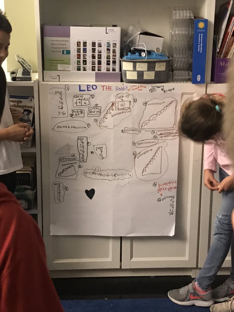 JTivador65's tweet photo. Exploring different strategies to solve #LeotheRabbit. Love that Ss focused more on how they solved the problem (including frustrations) rather than the correct answer as they shared their process with each other! #mtbos #lb65 #leojustpickaway https://t.co/uk5dal9qVl