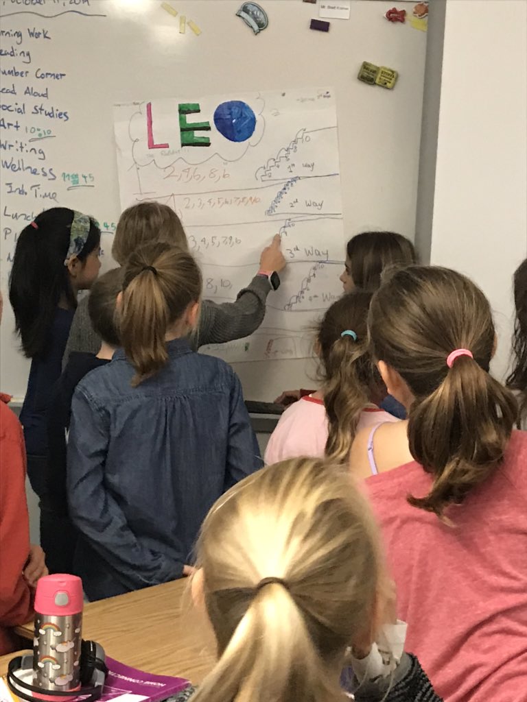 JTivador65's tweet photo. Exploring different strategies to solve #LeotheRabbit. Love that Ss focused more on how they solved the problem (including frustrations) rather than the correct answer as they shared their process with each other! #mtbos #lb65 #leojustpickaway https://t.co/uk5dal9qVl