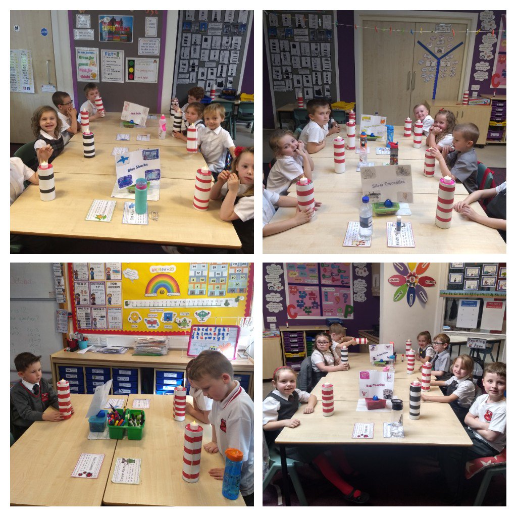 WhinhillP2's tweet photo. We finished our Lighthouse Keepers Lunch topic by making out own lighthouses. We love how they turned out. What do you think? #P2Stars, #topicfun, #lighthouses, @WhinhillPS https://t.co/RLA0qRiudC