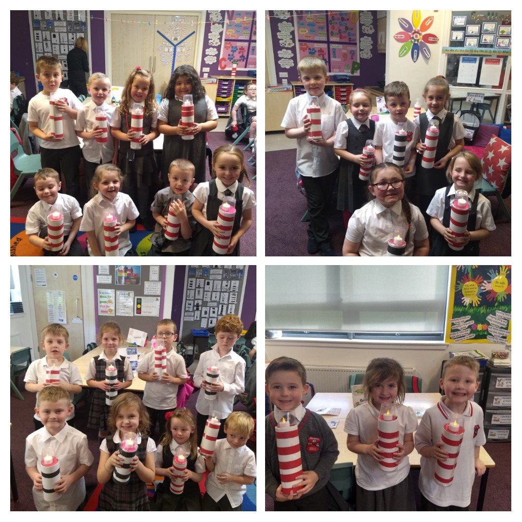 WhinhillP2's tweet photo. We finished our Lighthouse Keepers Lunch topic by making out own lighthouses. We love how they turned out. What do you think? #P2Stars, #topicfun, #lighthouses, @WhinhillPS https://t.co/RLA0qRiudC