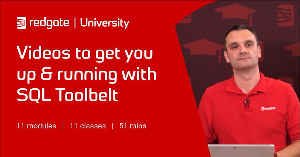 Simple_Talk's tweet image. Are you making the most of your Redgate SQL Toolbelt? Check out the step-by-step courses on Redgate University and find out how to utilize every part of the product #sqltoolbelt #learning #resources #redgateuniversity rd.gt/31OHYWm
